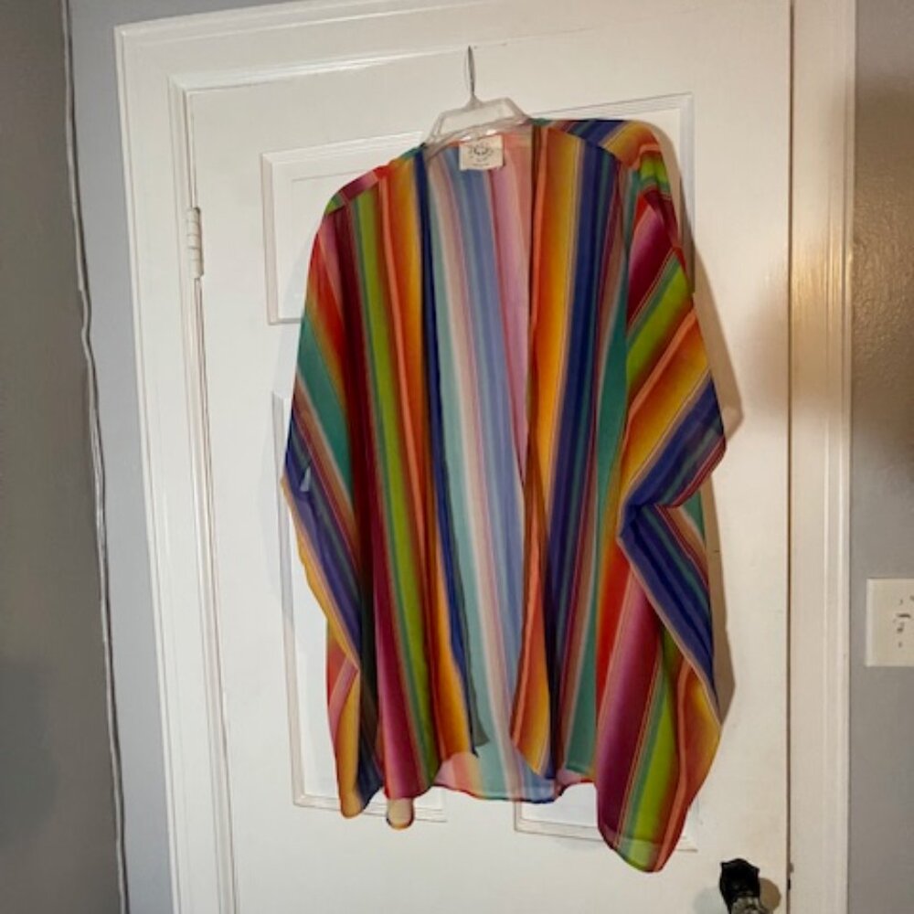 Fantastic Fawn Brand Sheer Pink/Orange/Green/Purple Shawl